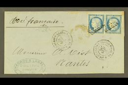 GUADELOUPE 1876 50c Double Rate Cover  (missing Flap) To France Franked 25c Ceres (2) Tied By Dumb Lozenge Cancel... - Altri & Non Classificati