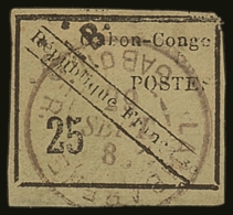GABON 1889 25c Black On Green, Yvert 15 (SG 15), 4 Margins (close At Upper Right Corner), Without The Usual... - Autres & Non Classés