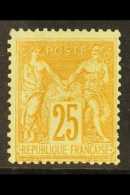 1879 25c Bistre On Yellow "Sage", Yv 92, VfM. Cat €550 (£410) For More Images, Please Visit... - Altri & Non Classificati