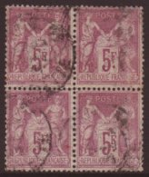 1877-80 5fr Violet On Lilac, Yv 95, A Used BLOCK OF FOUR, Some Rubbing To Two Of The Stamps, But Otherwise Sound... - Other & Unclassified