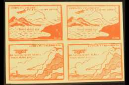 SCADTA 1920 10c Brick-red Imperf SE-TENANT BLOCK Of 4, Containing Two 'Sea And Mountain' And Two 'Cliffs And... - Colombie