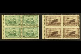 1942-43 War Effort 14c Dull Green And 20c Chocolate, SG 385/86, Marginal Blocks Of Four, Never Hinged Mint. (2... - Other & Unclassified