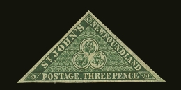 1857 3d Yellowish Green On Thick Paper, SG 3, Very Fine Mint Part Og, With Large Margins All Round. Cat... - Andere & Zonder Classificatie