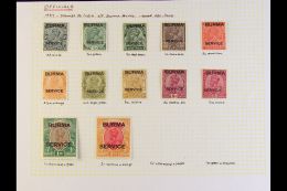 OFFICIALS 1937-1947 FINE MINT COLLECTION On Pages, All Different, Inc 1937 Opts Set To 2r, 1939 Set (ex 2r) And... - Birma (...-1947)