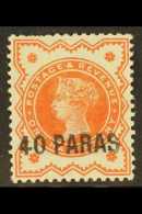 1893 40pa On ½d Vermilion, Handstamped At Constantinople, SG 7, Mint, Faults, Cat.£425. For More... - British Levant