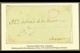 1850 ENTIRE LETTER TO PERU 1850 (11 Jan) EL From La Paz To Arequipa Showing "3½" In Manuscript For The... - Bolivië