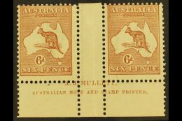 1922-32 6d Chestnut Roo, 3rd Wmk (narrow Crown) MULLET IMPRINT PAIR, BW 21zd, Mint With Light Gum Toning. For More... - Autres & Non Classés