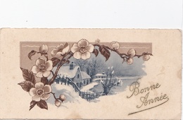 CARTE BONNE ANNEE - Paysage De Neige Et Fleurs . - Neujahr