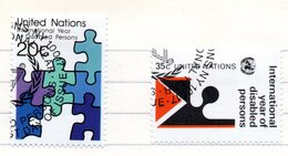 8 - NAZIONI UNITE ONU 1981 , Unificato Serie N. 335/336  Usata . Handicap - Gebraucht