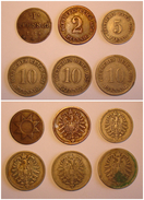 LOT 7 COINS: 1, 2, 5 & 10 PFENNIG, 1819, 1874, 1875, 1876. DEUTSCHES REICH. FINE, QUALITÉ. Lot 7 Pièces Allemagne XIXe. - 10 Pfennig