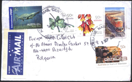 Mailed Cover (letter) With Stamps Flowers 2007, Television 1984, Train From Australia - Cartas & Documentos