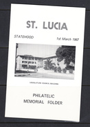 St. Lucia 1967 Philatelic Memorial Folder, Cancelled, Sc# , SG 240 - Ste Lucie (...-1978)
