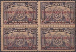 1930-51 CUBA REPUBLICA. 1930. Ed.254. 3c. CORREO AEREO NACIONA HABILITADO. NO GUM. REFORZADO CON FIJASELOS. - Ongebruikt