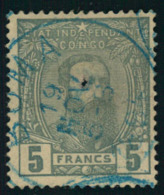 1887, 5 Franc With Blue BOMA Cancellation. Pin Hole In The Middle. (Michel 130,-) - Unclassified