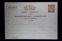 France Carte Postale Iris Type  H3 1940  Avis De Commande Carton Chamois - Cartes Postales Types Et TSC (avant 1995)