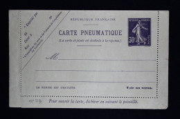 France Carte Lettre Pneu Sameuse 1908  Type K8  16 Lignes - Pneumatiques