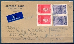 CUBA 1949 , CERTIFICADO LA HABANA - NUEVA YORK , YV. 325 X 2 , 302 X 2 , LLEGADA - Brieven En Documenten