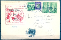 CUBA 1953 , LA HABANA  , SOBRE CIRCULADO A CLINTON ( IOWA ) , LLEGADA - Covers & Documents