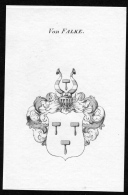 Von Falke - Falke Wappen Adel Coat Of Arms Heraldry Heraldik Kupferstich - Prints & Engravings