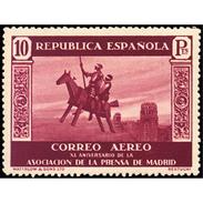 ES725STV-LTV***725STARTPINTGRAB.Spain.Esgane .Escritor.ASOCIACION DE LA PRENSA.AEREO .El Quijote.1936(Ed 725**) - Grabados
