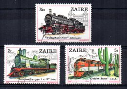 Zaire - 1980 - Locomotives (Part Set, 3 High Values) - Used - Used Stamps