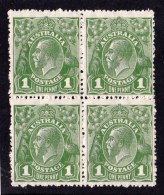 Australia 1926 King George V  1d Green SMW P14 Block Of 4 MH/MNH - 3 Varieties - Ongebruikt