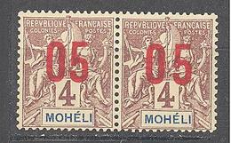 Moheli:Yvert N° 17/17A*; Variété Chiffres Espacées Se Tenant - Unused Stamps