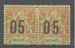 Moheli:Yvert N° 18/18A*; Variété Chiffres Espacées Se Tenant - Ongebruikt