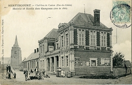 BERTINCOURT Chef Lieu De Canton Mairie Et Ecole Des Garçons ( Pub Savon Le Chat) - Bertincourt