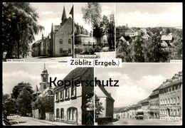 ÄLTERE POSTKARTE ZÖBLITZ ERZGEBIRGE MARKTPLATZ HOTEL KNIEBRECHE WILHELM-PIECK-STRASSE SCHULSTRASSE Ansichtskarte Cpa AK - Zöblitz