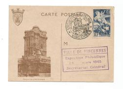 France: Scott # 503 Vincennes Philatelique Exposition 1945 Canel On Post Card. Very Fine - Autres & Non Classés