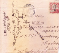 INDOCHINE 1926 COMMERCIAL COVER POSTED FROM COCHINCHINE FOR SOUTH INDIA VIA MADRAS - TORN CONDITION - Airmail