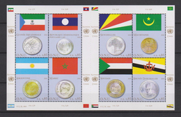 United Nations Geneva Mi 673-680 Flags And Coins Equatorial Guinea Laos Argentina Morocco Seychelles Mauritania 2010 * * - Blocs-feuillets