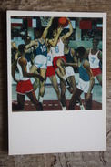 KLYAVINS "PLAYING BASKET-BALL" - OLD USSR Postcard -1978 - BASKETBALL Art PC - Baloncesto