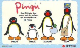 Télécarte Japon * BD Comics * Oiseau (28) MANCHOT * LAPIN * PINGU * PENGUIN BRID JAPAN CARTOON - Pinguins