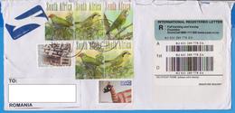 REGISTERED LETTER STAMPS BIRD BIRDS SOUTH AFRICA SENT ROMANIA - Storia Postale