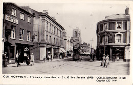 OLD NORWICH : TRAMWAY JUNCTION At ST. GILES STREET - CARTE VRAIE PHOTO / REAL PHOTO POSTCARD (v-984) - Norwich