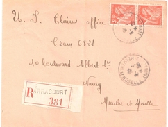 3859 ARRACOURT Meurthe Et Moselle Lettre Recommandée Iris 3 F Orange Yv 655 - Storia Postale