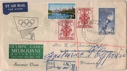 JO56-E/L7 - AUSTRALIE FDC Recommandé Pour La France Jeux Olympiques De Melbourne 1956 - Covers & Documents