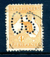 Australia 1913 KGV Roos - Official - Large OS - 4d Orange Used (SG O6) - Officials