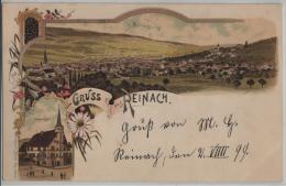 Gruss Aus Reinach AG - Gesammtansicht, Schneggen - Litho Carl Künzli No. 687 - Reinach