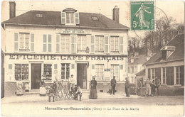 Dépt 60 - MARSEILLE-EN-BEAUVAISIS - La Place De La Mairie - (Épicerie - Café Français) - Marseille-le-Petit - Marseille-en-Beauvaisis
