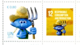 ONU Vienne 2017 - Détaché De Feuille De Timbres Perso - Inter.day Of Happiness Smurfs ** - Neufs