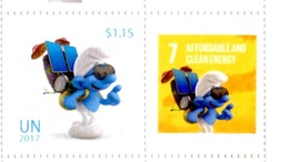 ONU New-York 2017 - Détaché De Feuille De Timbres Perso - Inter.day Of Happiness Smurfs ** - Neufs