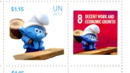 ONU New-York 2017 - Détaché De Feuille De Timbres Perso - Inter.day Of Happiness Smurfs ** - Unused Stamps