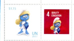 ONU New-York 2017 - Détaché De Feuille De Timbres Perso - Inter.day Of Happiness Smurfs ** - Ongebruikt