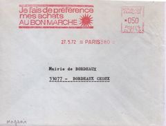 Lettre De =Paris-80= 27.5.72  EMA Rouge " Je Fais De Préférence Mes Achats Au Bon Marché " - EMA (Empreintes Machines à Affranchir)