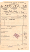 Facture L.Attout & Fils Transports De Vins TP Fiscal De 30c En 1927 PR4498 - Dokumente