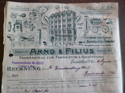 Facture Illustrée Strasbourg  Bas Rhin Arnd Und Filius Fabrication Outils Vélo Photo En Allemand 1914 - Autres & Non Classés