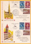 1948 - Carte Postale Par Avion Et Sa Réponse Payée De Bruxelles à Bâle, Suisse - Courrier Spécial Avion - IMABA - CARITA - Other & Unclassified